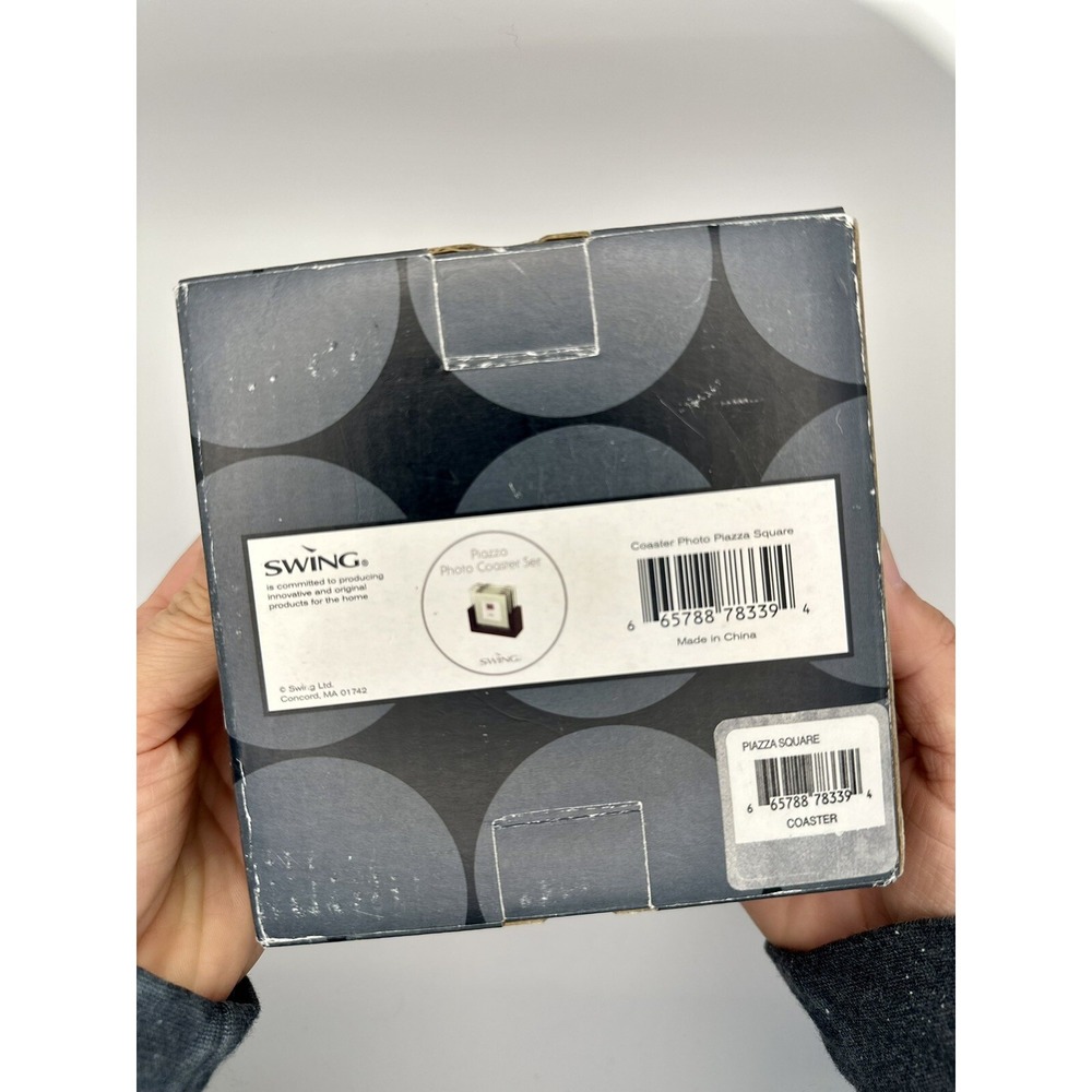 Glass Photo Frame Coasters - Set Of 4 NEW IN BOX 4" Gift Home Decor Quiet Lux - Picture 3 of 8